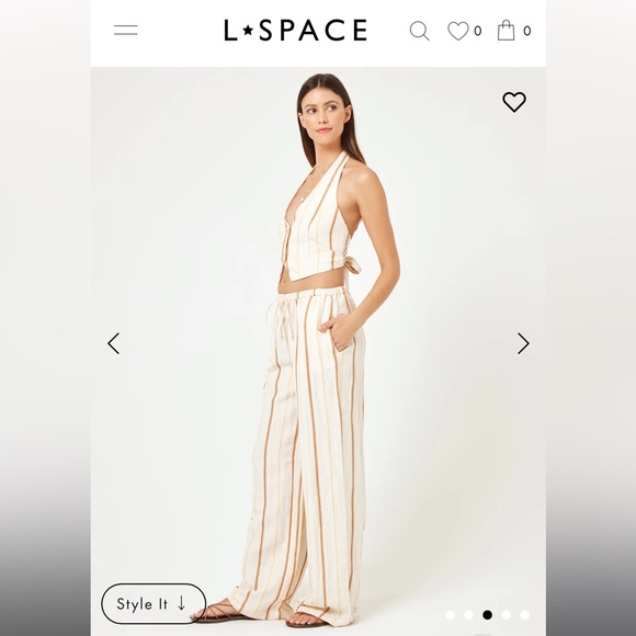 L*Space Beige and Yellow Beach House Vest and Pants - Picture 9 of 10